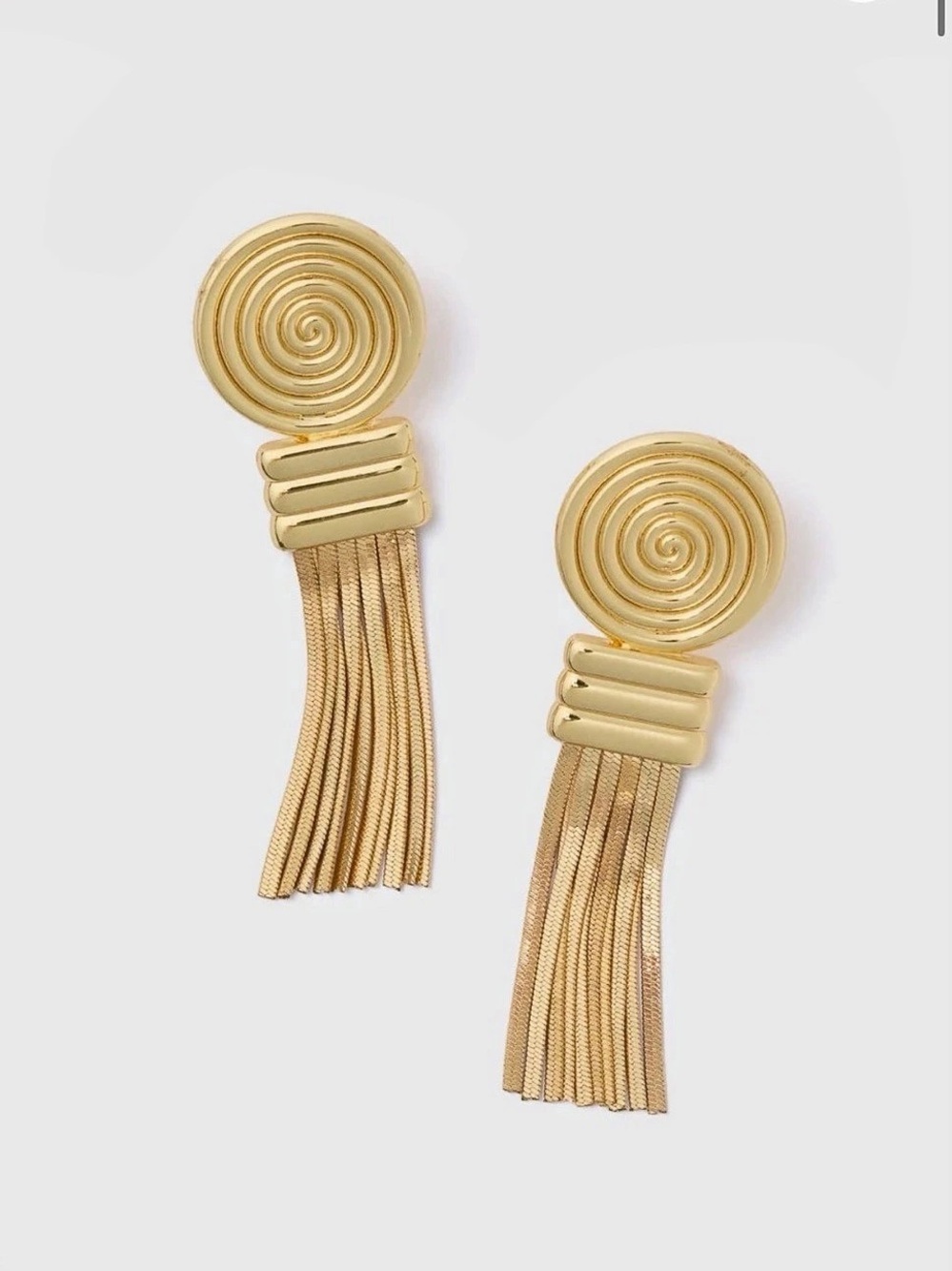 Gold Spiral Chain Tassel Earrings Like New